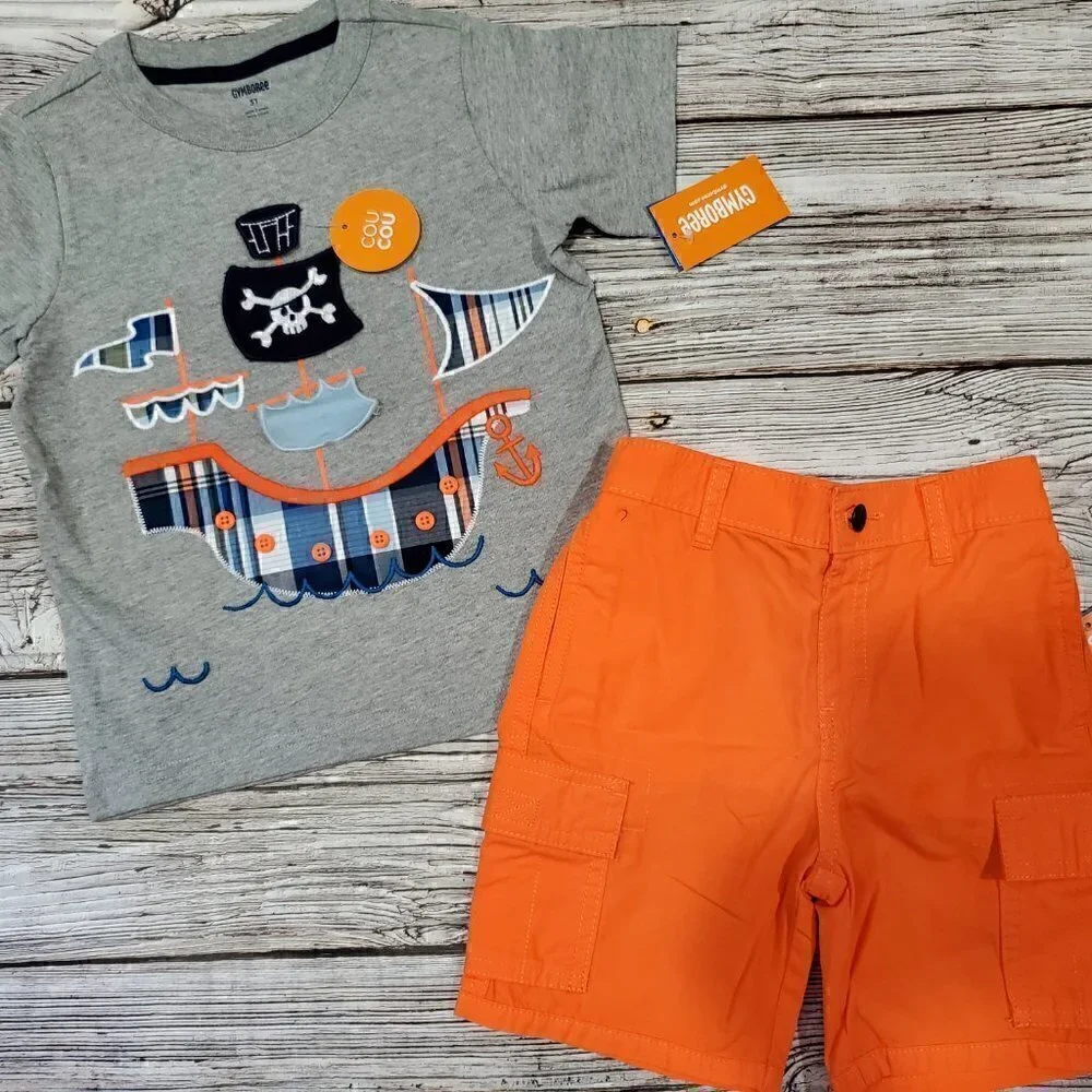 Pirate Ship T-Shirt and Shorts Outfit Gymboree Whale Hello There Collection NWT